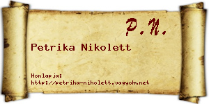 Petrika Nikolett névjegykártya